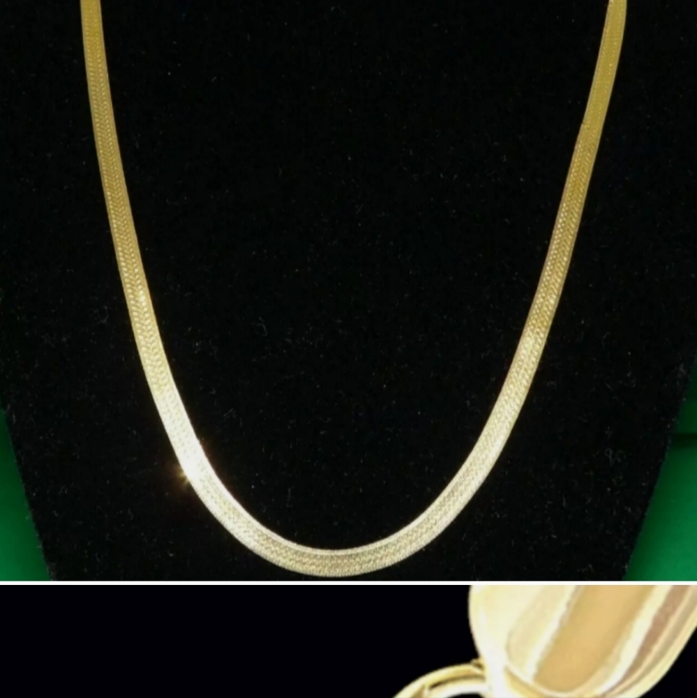 14kt stamped gold chain herringbone necklace 24 inch length masculine or…